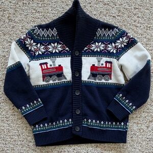 Janie & Jack Fair Isle train cardigan